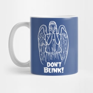 Don't Blink Winking Angel Bad Line Art in White Mug